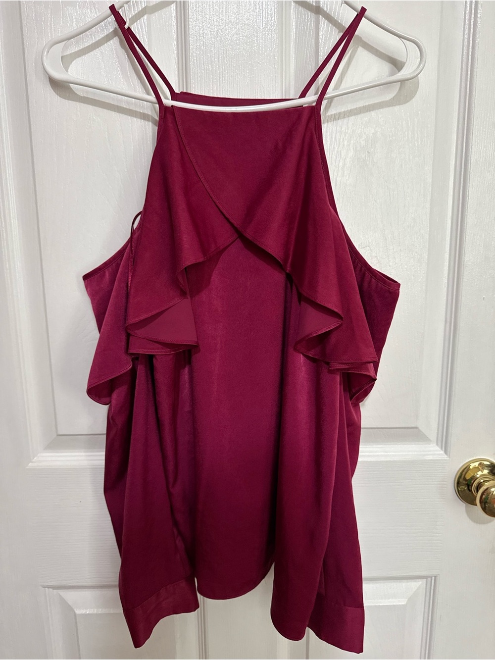 Bar III Burgundy Ruffle Halter Tank Top